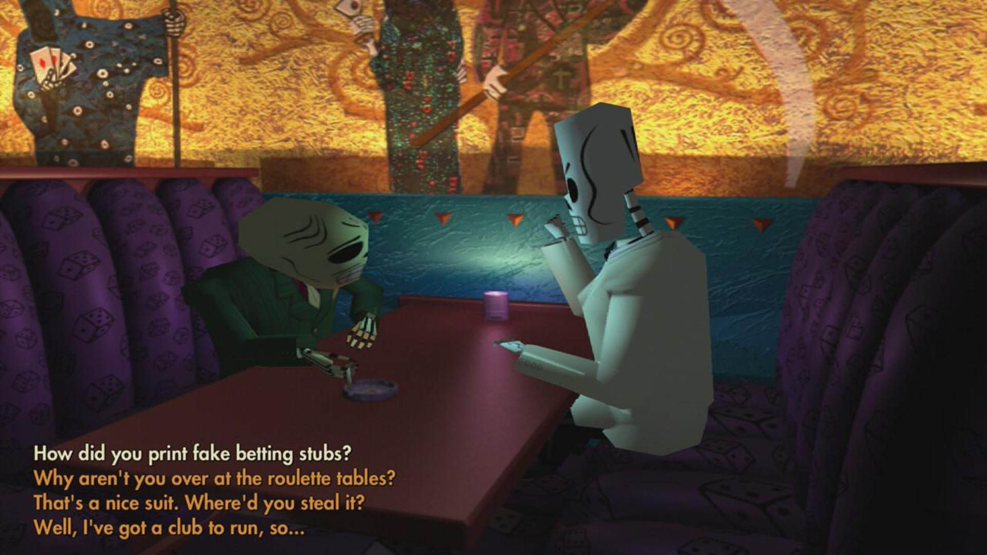 A gameplay screenshot from Grim Fandango