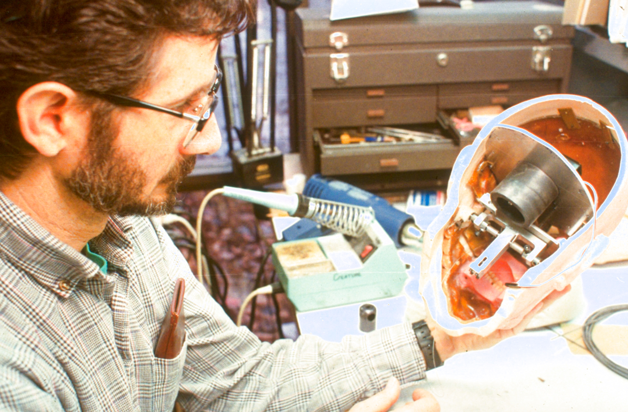 Marc Thorpe working on a face model for Indiana Jones 3