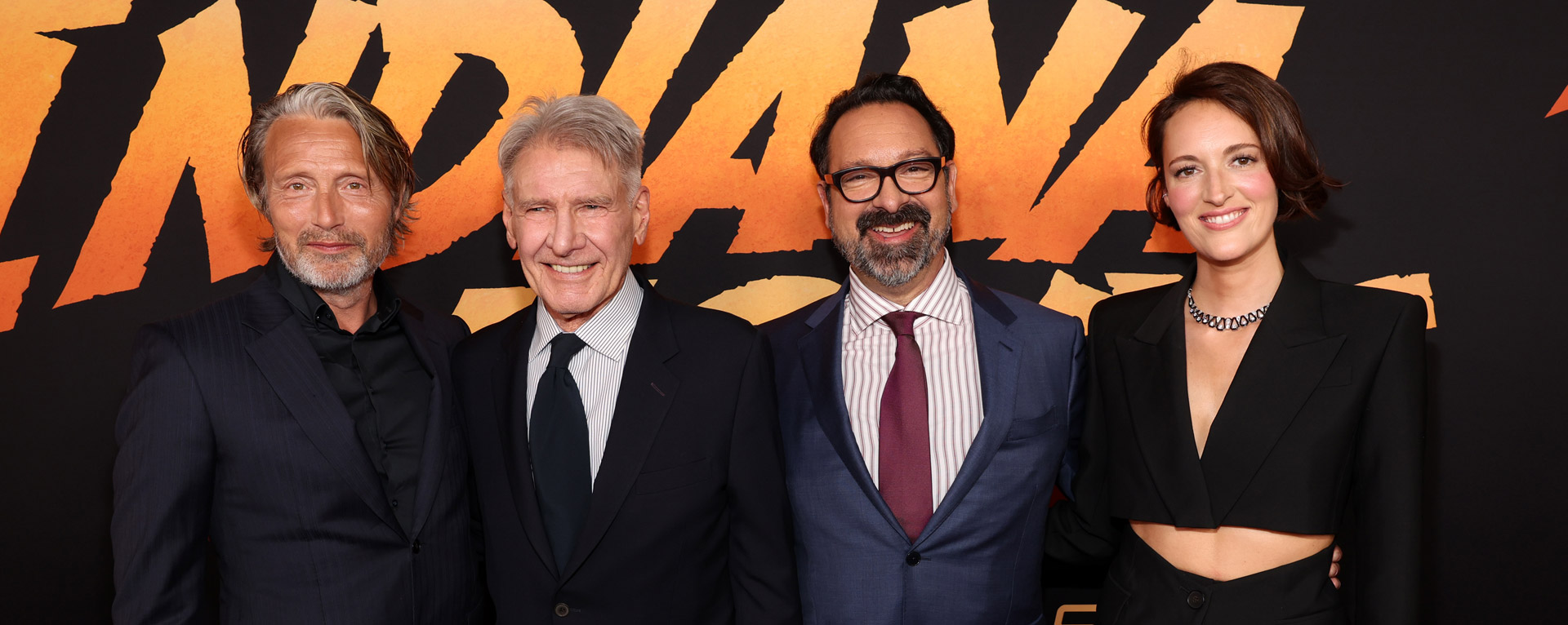 Mads Mikkelsen, Harrison Ford, James Mangold and Phoebe Waller-Bridge attend the Indiana Jones and the Dial of Destiny U.S. Premiere