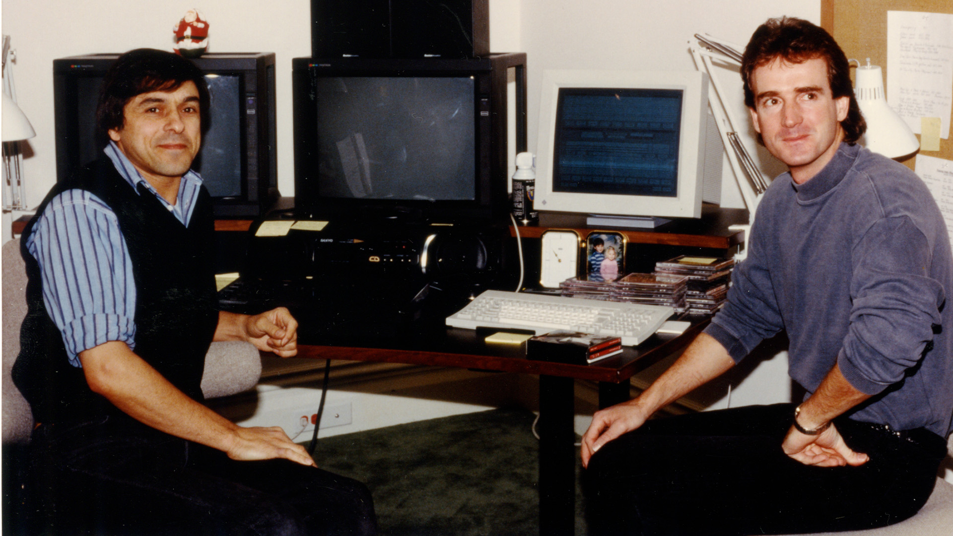 Edgar Burcksen and David Tattersall in the editorial department on Young Indiana Jones.