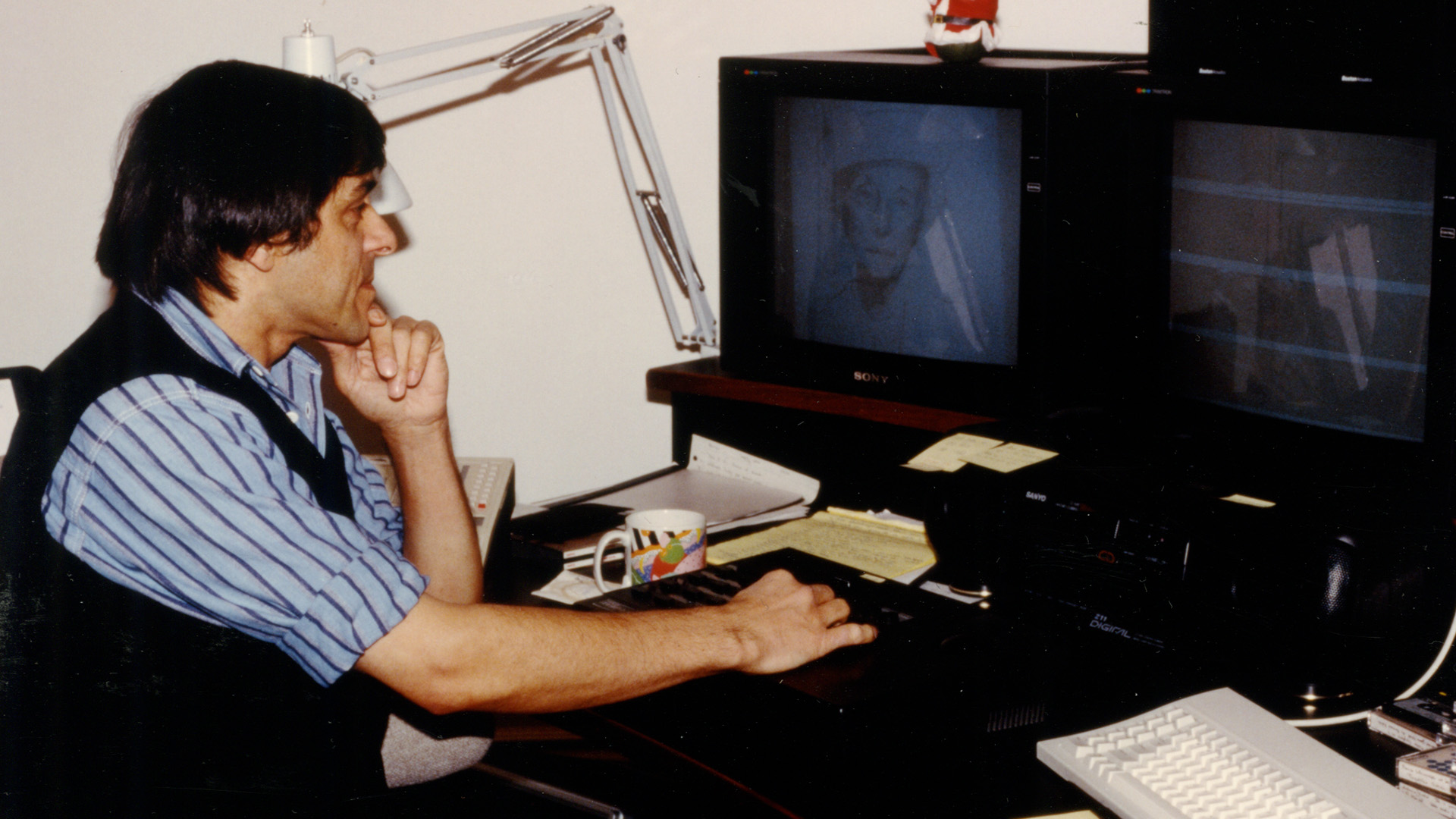 Young Indiana Jones editor Edgar Burcksen at the EditDroid.