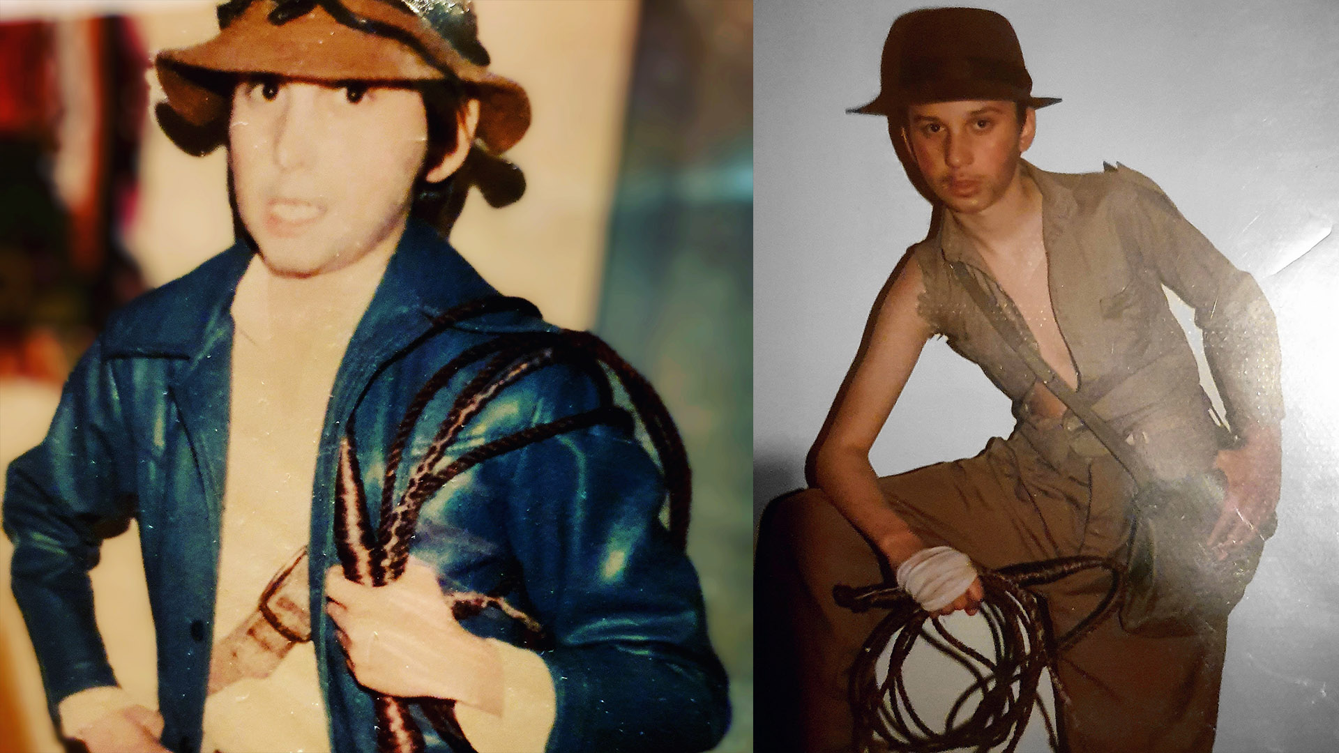 Ed Dolista in his childhood Indiana Jones costumes.