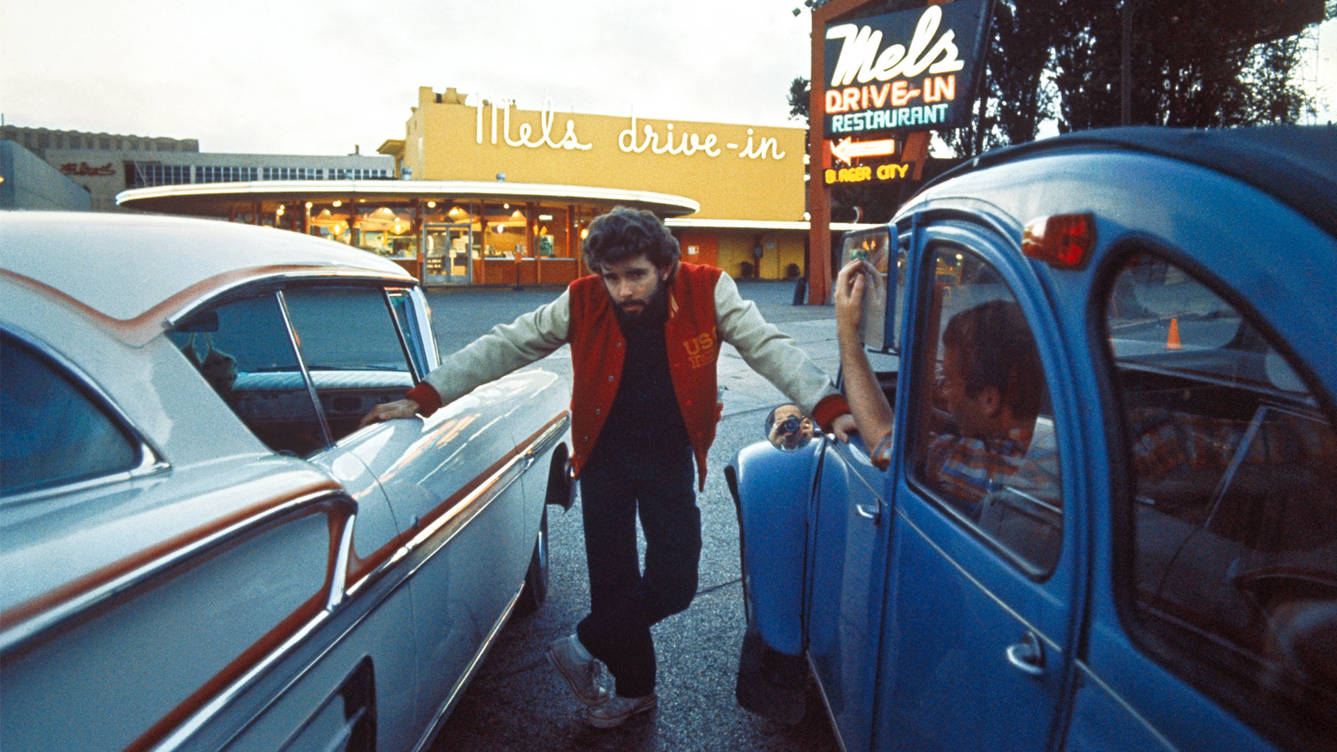 George Lucas on the set of American Graffiti