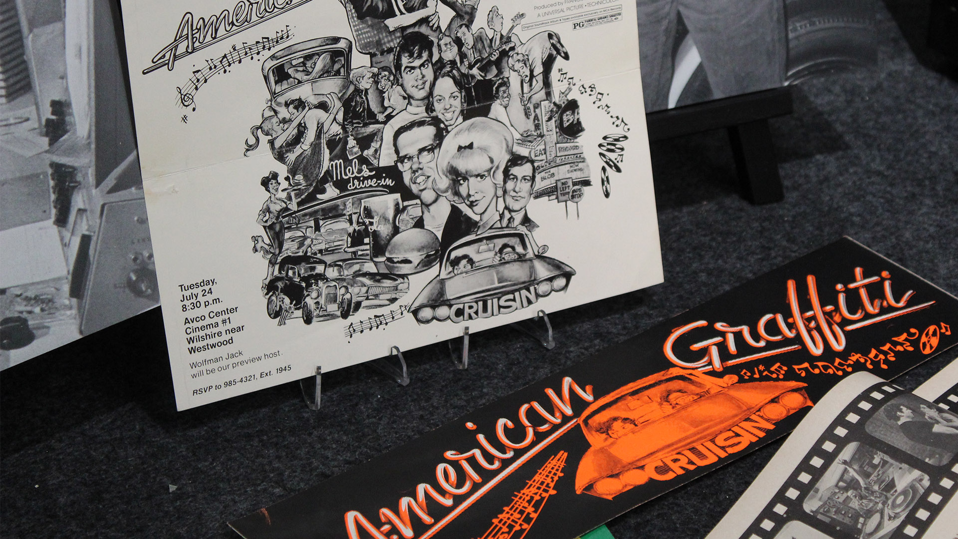 American Graffiti premiere invite and bumper sticker