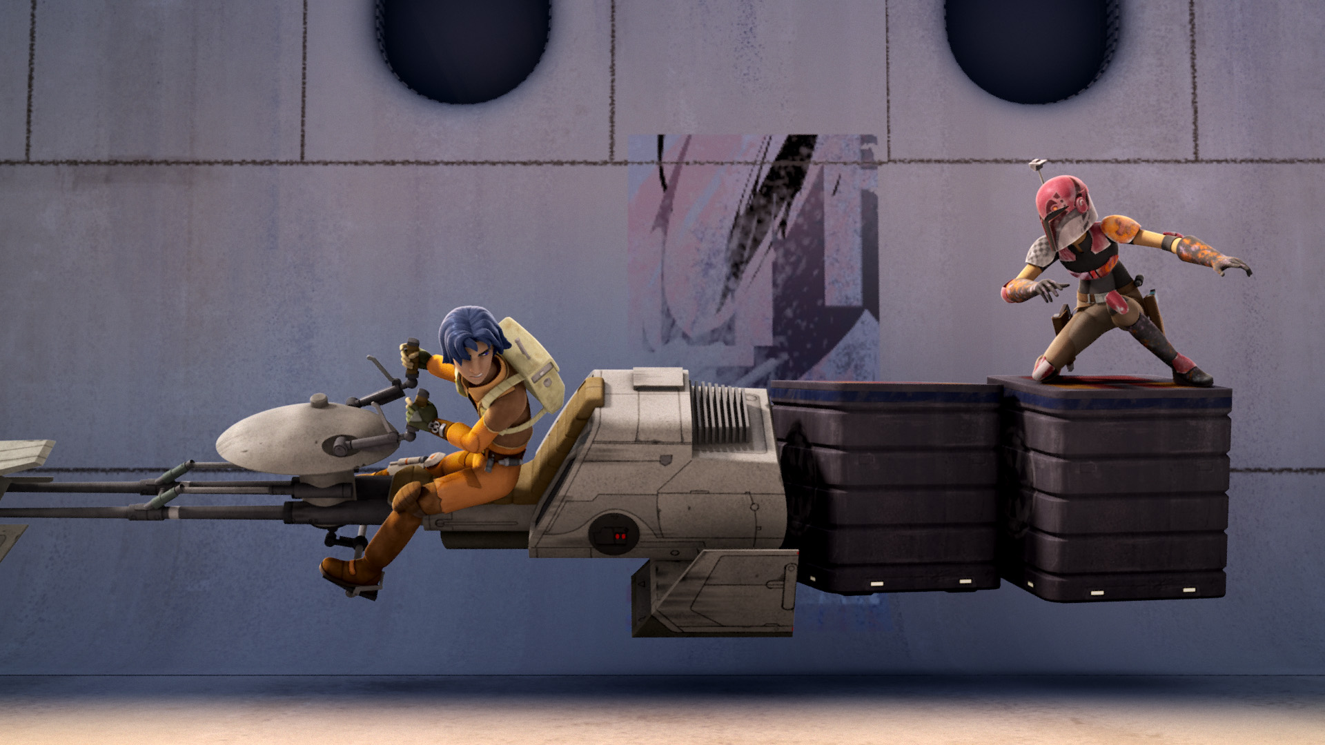 Sabine Wren tries to stop Ezra Bridger