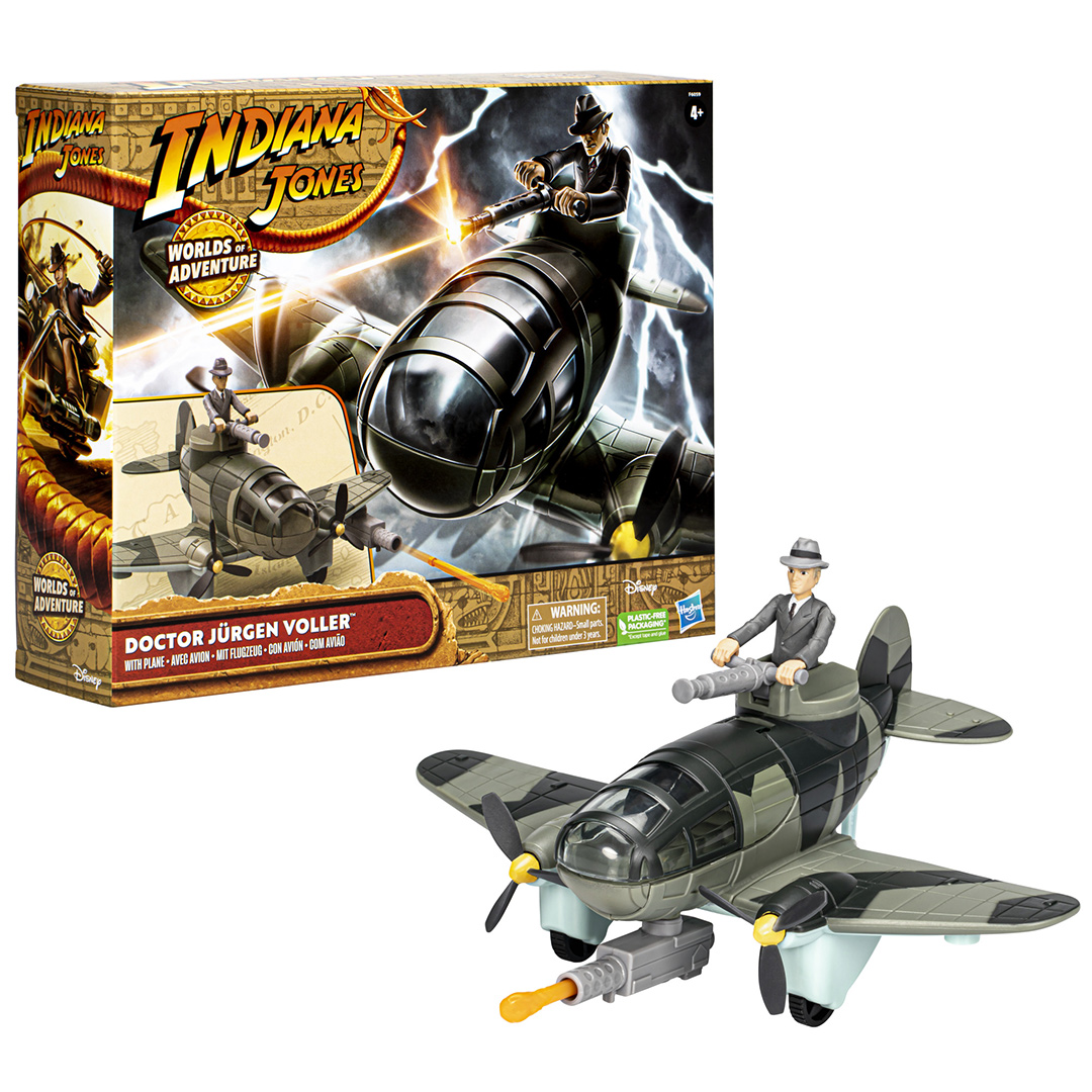 Indiana Jones Worlds of Adventure Doctor Jurgen Voller in plane and package