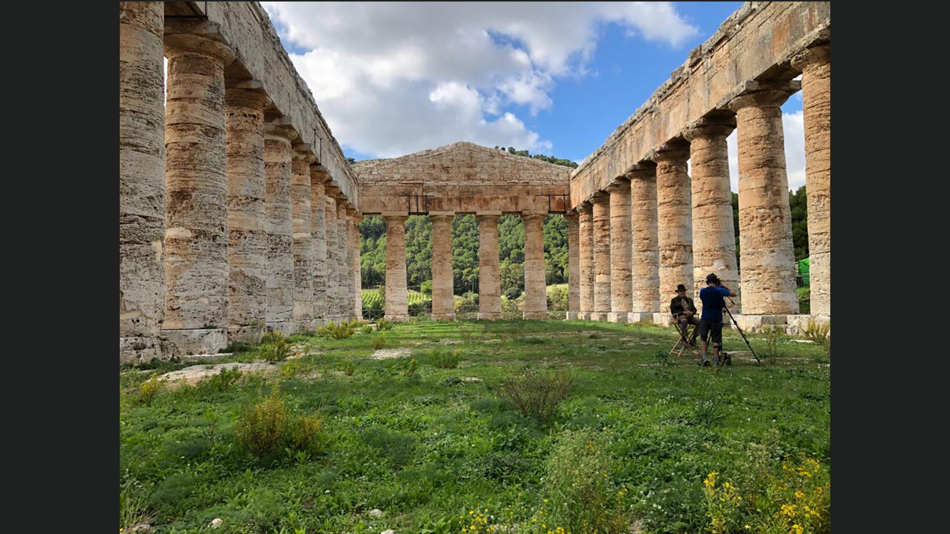 Ian Bucknole interviews Harrison Ford at Sicily's Segesta Temple.