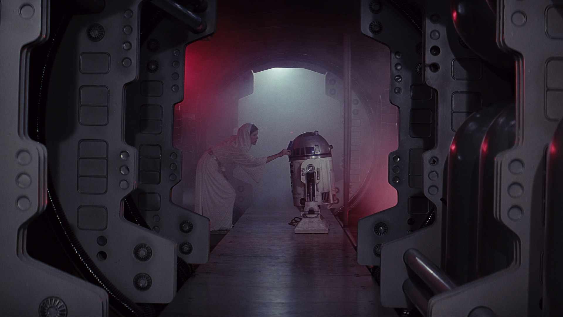 Leia and R2-D2 in Star Wars