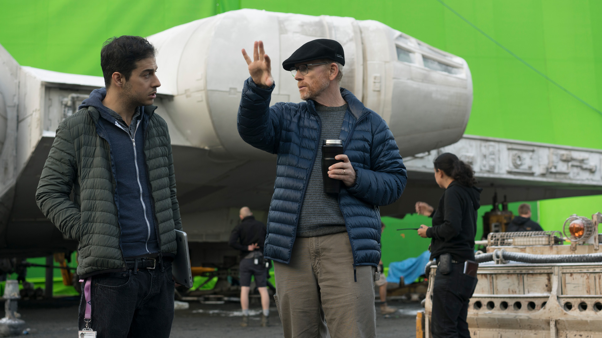 Ron Howard with Jon Kasdan on the set of Solo