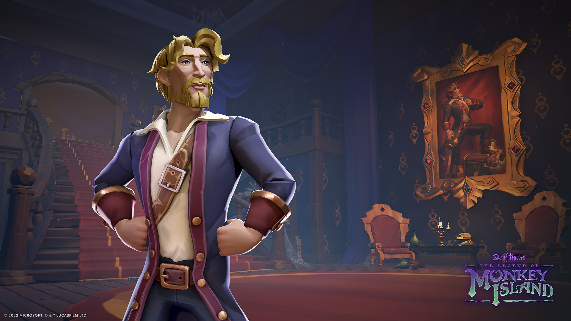 A gameplay screenshot from The Legend of Monkey Island and Sea of Thieves