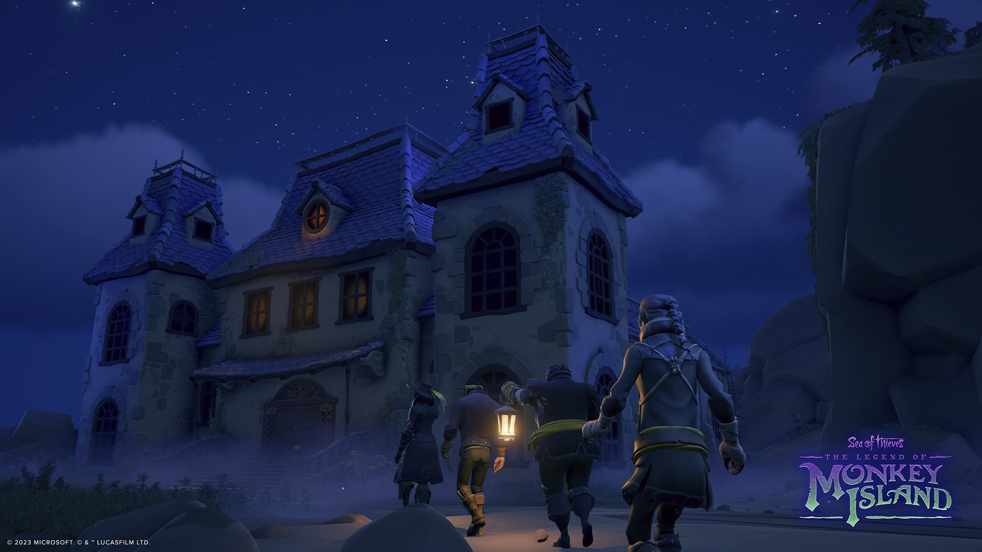 A gameplay screenshot from The Legend of Monkey Island and Sea of Thieves