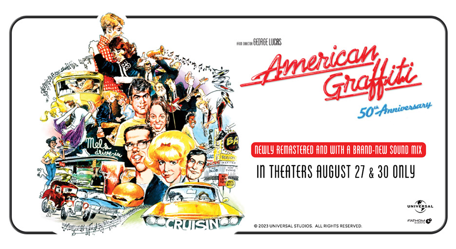 American Graffiti poster art and screening announcement.